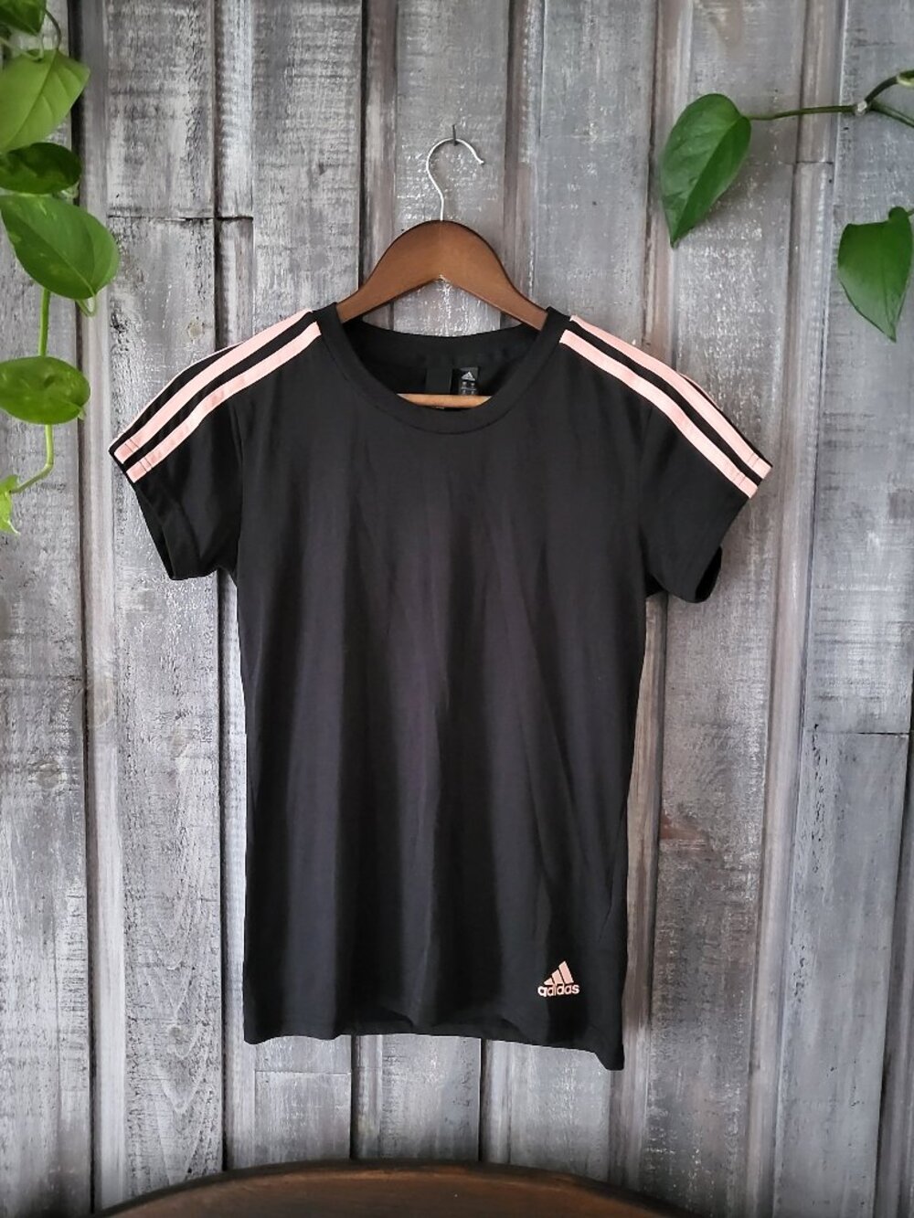 Tee Adidas Black Peach Pink 3-Stripes Gameday xs
